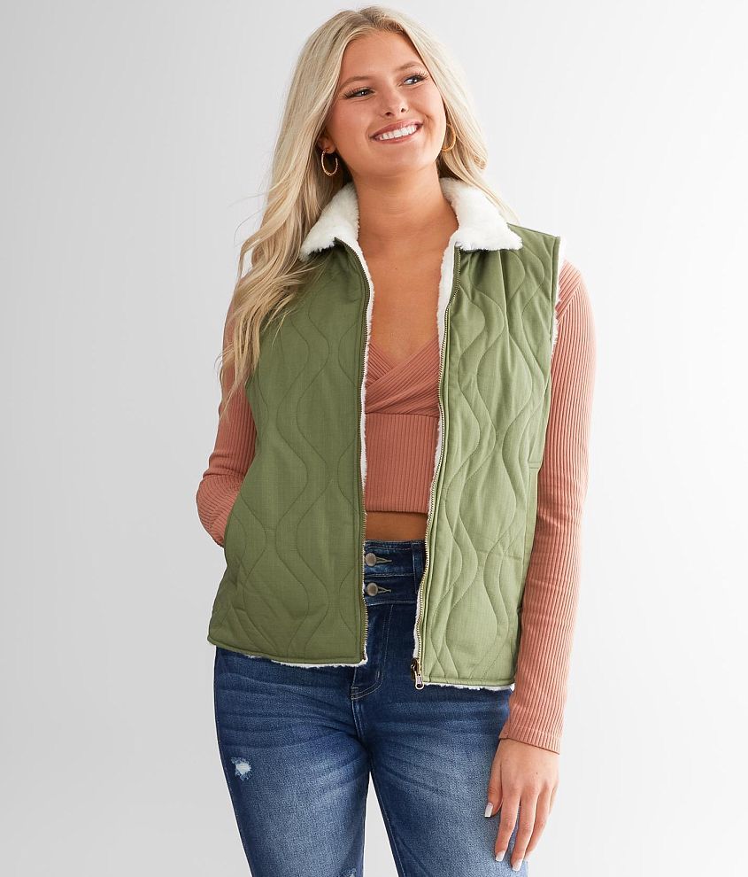 Ladies quilted vest long, Cream