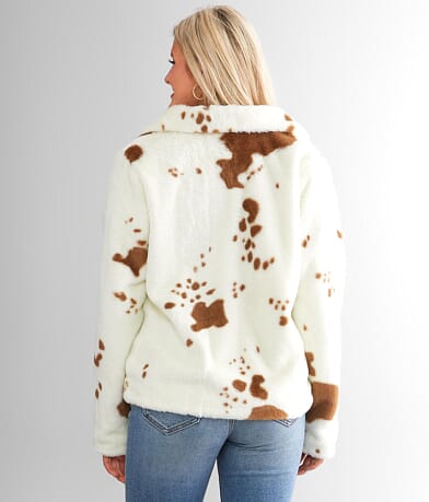 Willow &amp; Root Cow Print Faux Fur Jacket back view