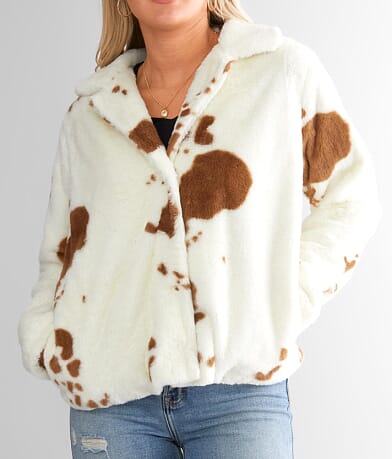 Willow &amp; Root Cow Print Faux Fur Jacket misc detail 1 view