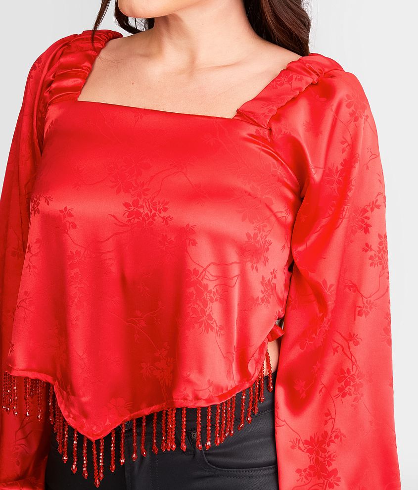 Satin Jacquard Hanky Cropped Top