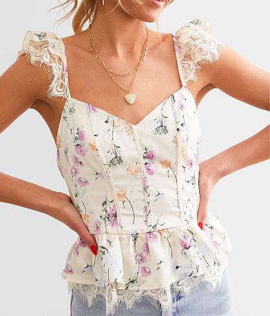 Willow &amp; Root Satin Floral Sweetheart Tank Top MISC_DETAIL_1