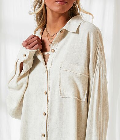BKE Linen Blend Blouse misc detail 1 view