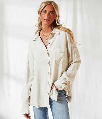 BKE Linen Blend Blouse full right side view