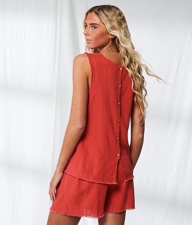 BKE Resort Back Button Tank Top front view