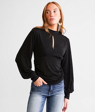 red by BKE Ruched Keyhole Top FULL_RIGHT_SIDE