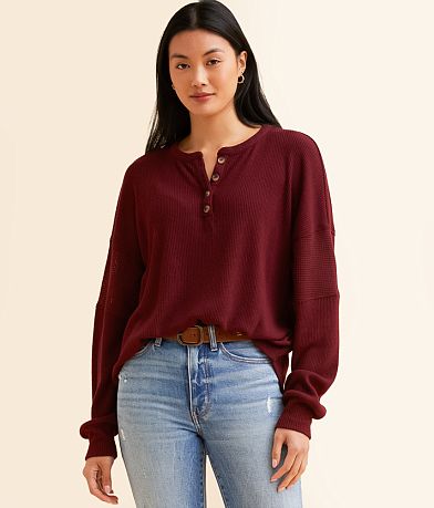 BKE Ribbed Henley front view