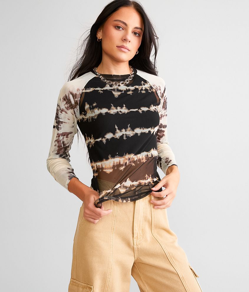 Gilded Intent Exposed Seam Sheer Mesh Top - Women's Shirts/Blouses