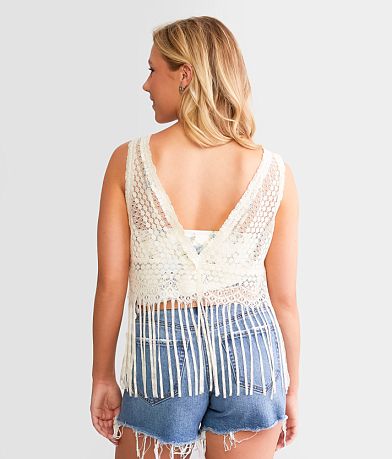 Daytrip Lace Fringe Vest back view
