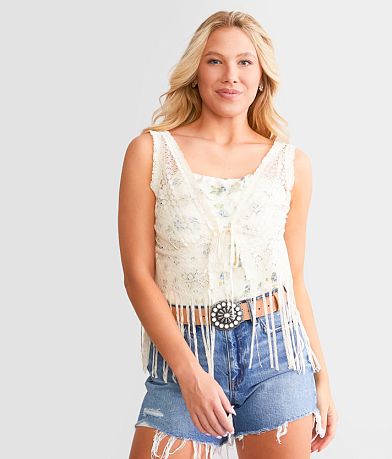Daytrip Lace Fringe Vest full right side view