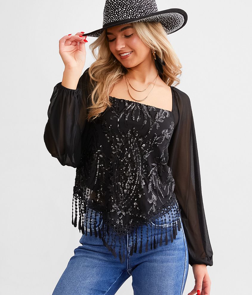 Black V Neck Oversized Hanky Hem Top, Womens Tops