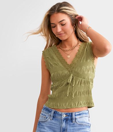Willow & Root Mesh Corset Cropped Tank Top