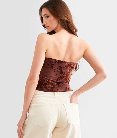 Willow &amp; Root Twisted Velvet Cropped Tube Top BACK