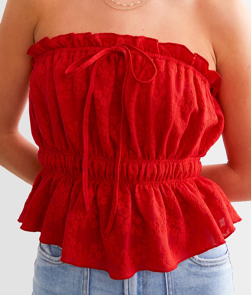Floral Jacquard Tube Top - thumbnail 3