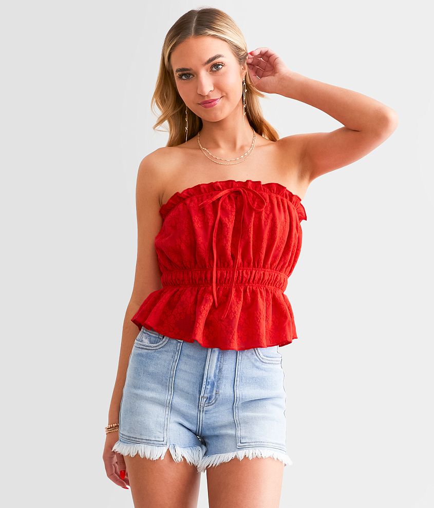 Willow & Root Floral Jacquard Tube Top