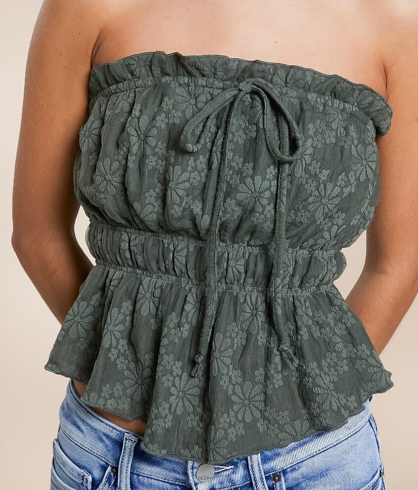 Floral Jacquard Tube Top - thumbnail 7