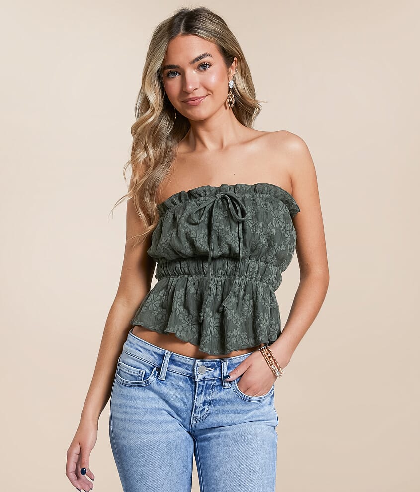 Floral Jacquard Tube Top - thumbnail 5