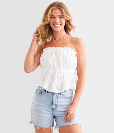 Willow & Root Floral Jacquard Tube Top front view