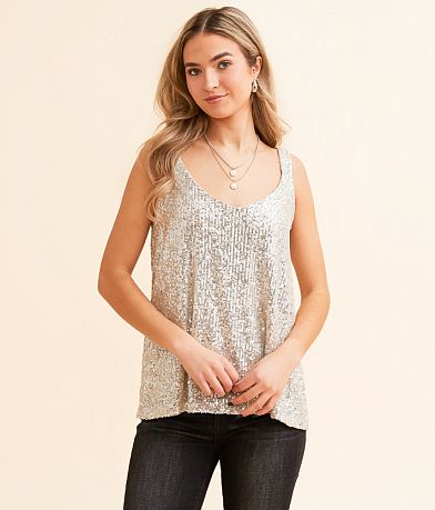 Daytrip Flowy Sequin Tank Top front view