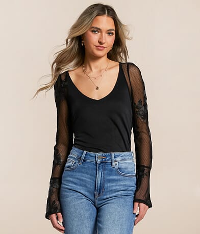 Willow & Root Pieced Lace Top front view