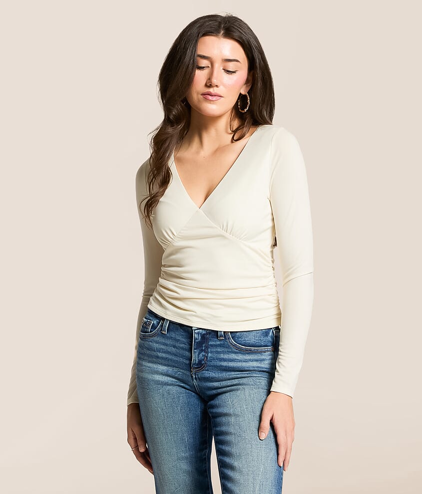 Ruched Top With Detachable Scarf