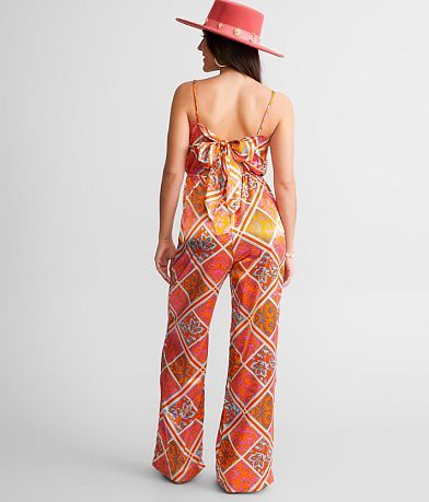 Willow &amp; Root Patchworks Satin Jumpsuit BACK