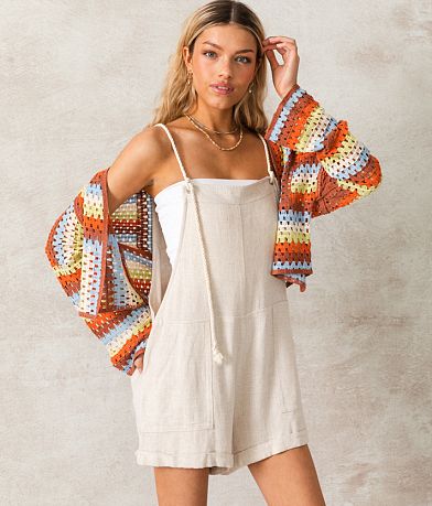 33 Coastal Linen Blend Overall Short front view