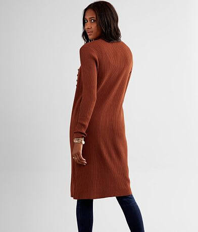 red by BKE Ribbed Duster Cardigan BACK