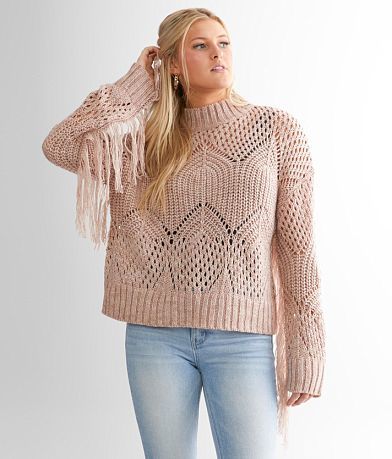 Daytrip Fringe Pointelle Sweater front view