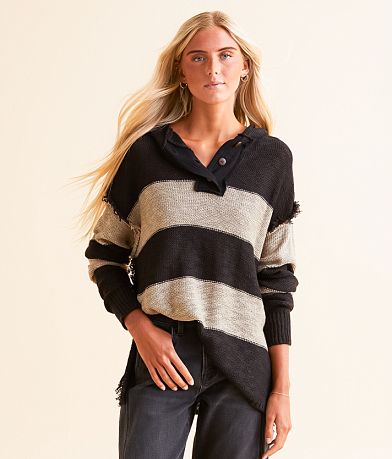 BKE Hooded Henley Sweater front view