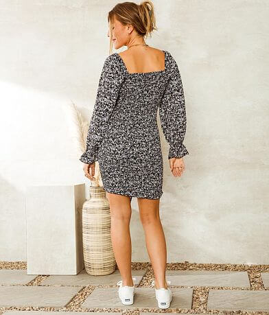 Inspired Hearts Ruched Floral Mini Dress BACK