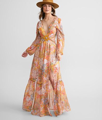 Willow &amp; Root Floral Chiffon Maxi Dress FULL_LEFT_SIDE