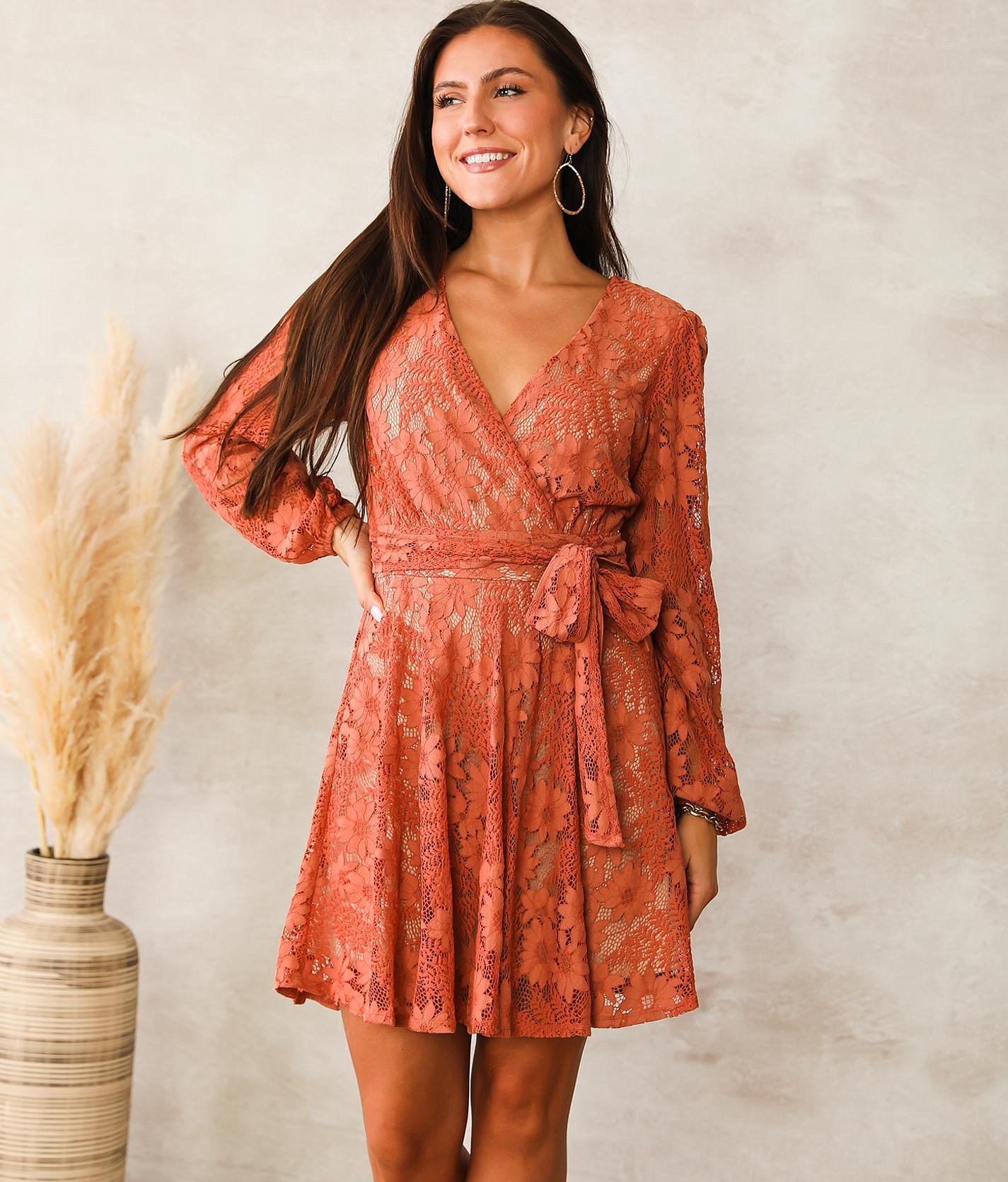Willow & Root All Over Lace Dress - Women's Dresses in Clay Nude