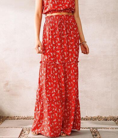 Clover Gypsy Floral Maxi Skirt full left side view