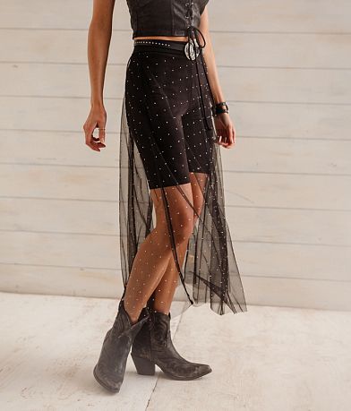 Sterling &amp; Stitch Rhinestone Mesh Midi Skirt FULL_RIGHT_SIDE