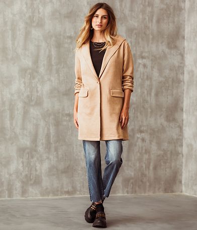 Buckle Black Faux Suede Hooded Jacket MISC_DETAIL_2