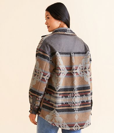 BKE Pieced Aztec Shacket BACK