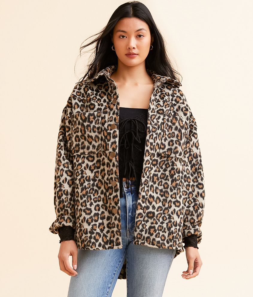 Open SZN Faux Fur Cheetah Shacket