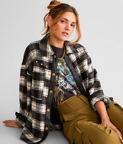 Gilded Intent Oversized Boyfriend Flannel Shirt - Women's Shirts/Blouses in  Emerald Green