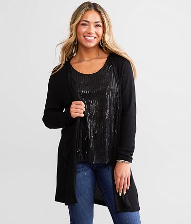 Daytrip Sequin Fringe Cardigan front view