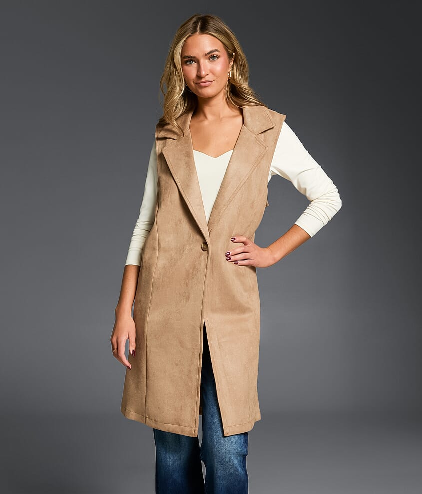 Faux Suede Blazer Vest - thumbnail 2