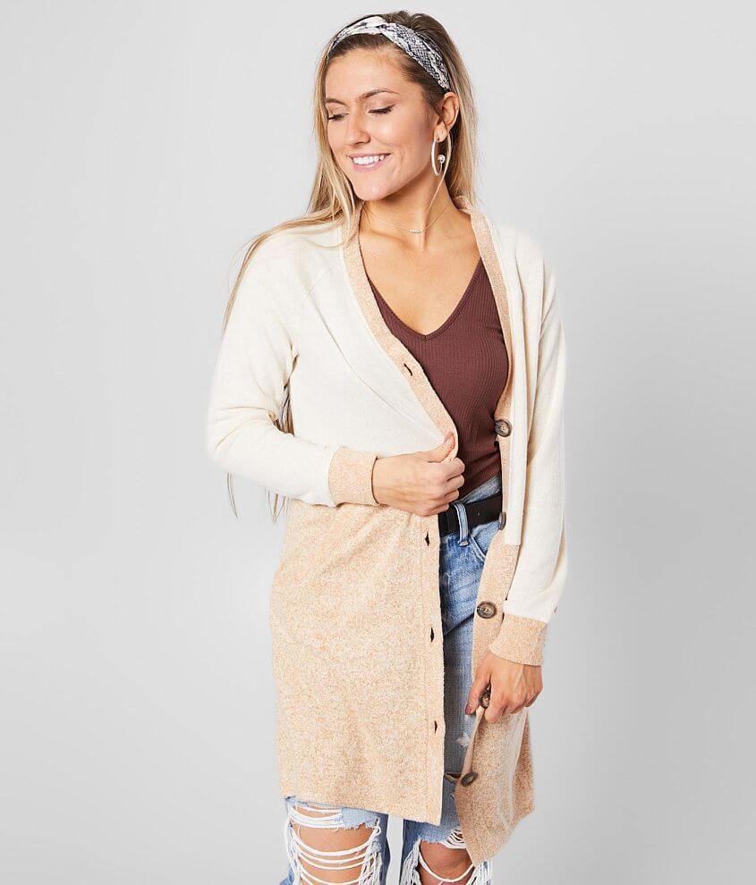 BKE Color Block V-Neck Cardigan