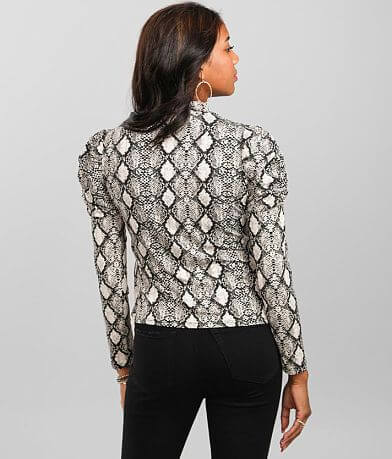 Evolutionary Apparel Snake Print Puff Sleeve Top BACK