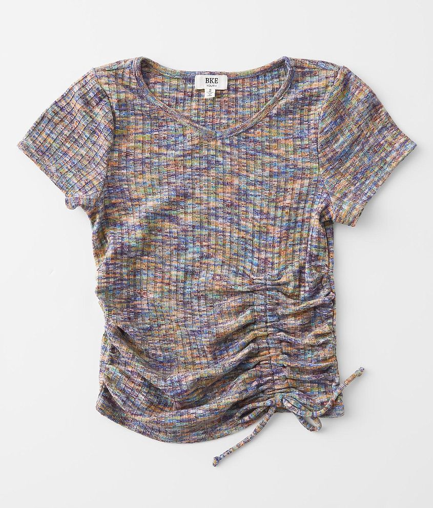 Girls - BKE Space Dye Ribbed Top front view