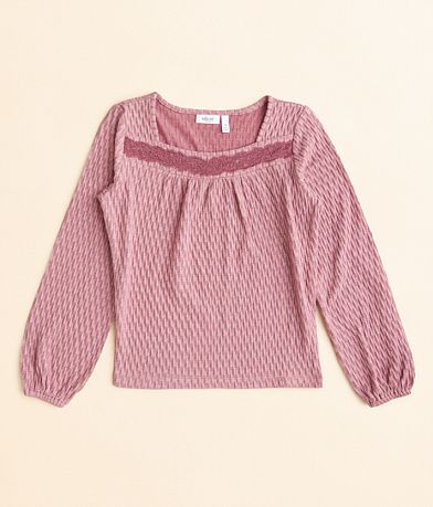 Willow & Root Girls - Textured Knit Top front view