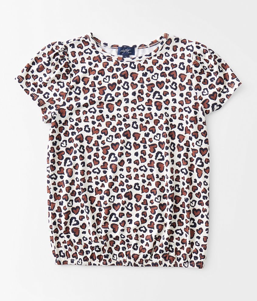 Girls - Daytrip Cheetah Print Heart Top front view