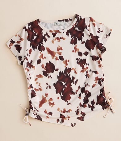 BKE Girls - Cow Print Hanky Top front view