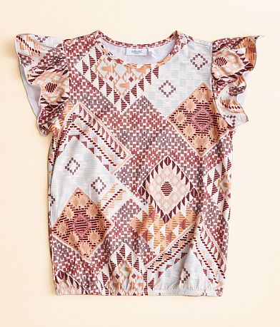 Willow & Root Girls - Ruffle Knit Top front view