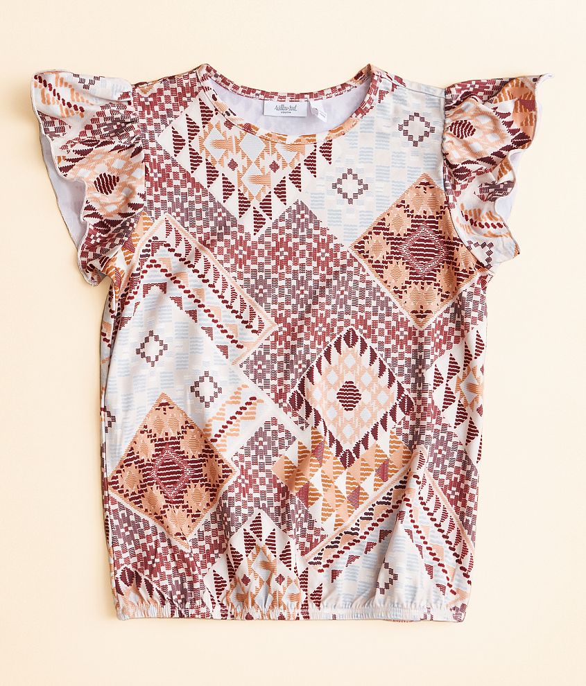 Girls - Willow &#38; Root Ruffle Knit Top front view