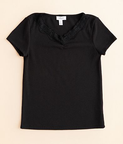 Willow & Root Girls - Lace Trim Top front view
