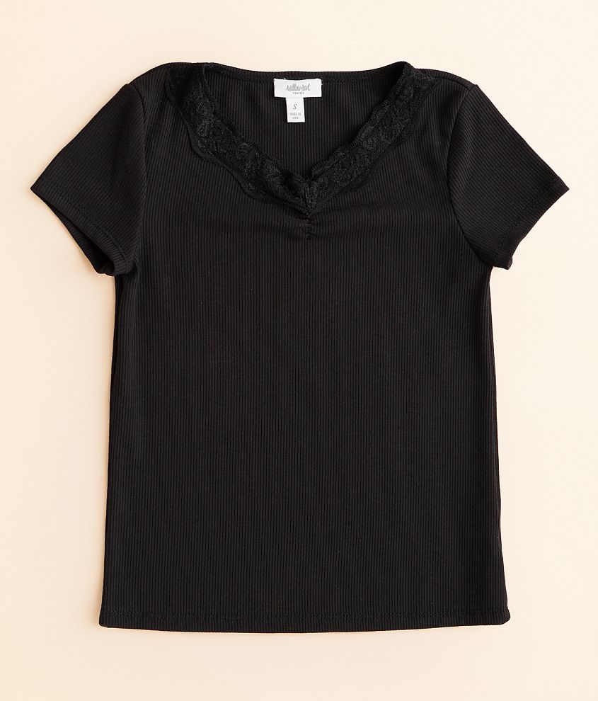 Girls - Willow &#38; Root Lace Trim Top front view